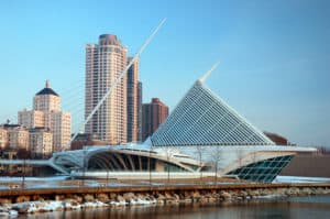 The Milwaukee Art Museum’s modern appearance makes it a key sight on the waterfront of Milwaukee, Wisconsin